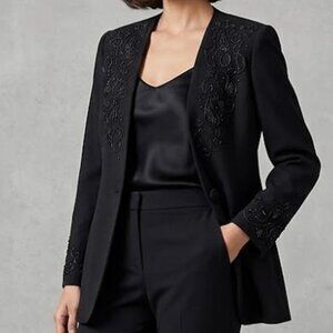 Vintage Talbots Black Beaded Worsted Wool Blazer Jacket Size 8